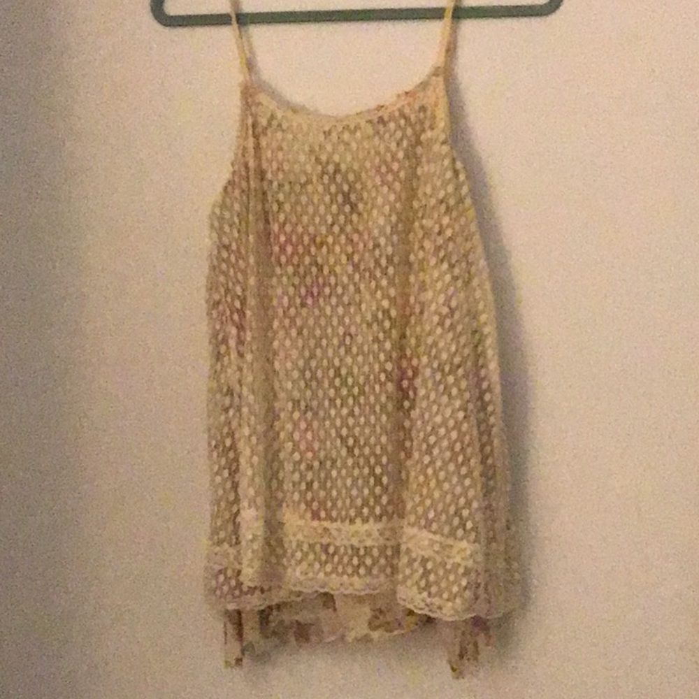 Free People Cream Lace Tank Top